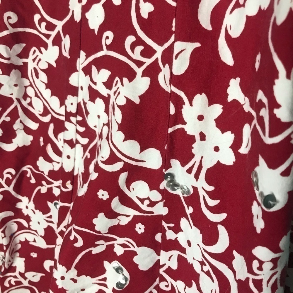 Red White Floral Sundress Fits Size 4 Halter Fit and Flare Y2K Summer Cottagecor - Picture 4 of 5
